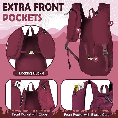 12L Ultralight & Thin Packable Daypack, Small Foldable Hiking Backpack Travel - Image 2