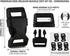 5/8" Black Plastic Side Release Buckle Curved Quick Release - Image 2
