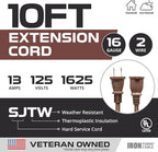 Iron Forge Cable 2 Prong Outdoor Extension Cord 10 ft, 16/2 SJTW 10 Foot Brown - Image 2