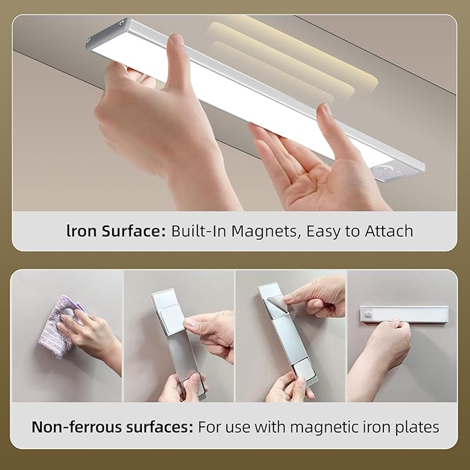 12inch Under Cabinet Lighting, 4 Pack Rechargeable Motion Sensor Light Indoor - Image 7