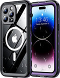 Red2Fire for iPhone 14 Pro Case Waterproof, Phone Case 6.1" Purple/Clear by Red2Fire