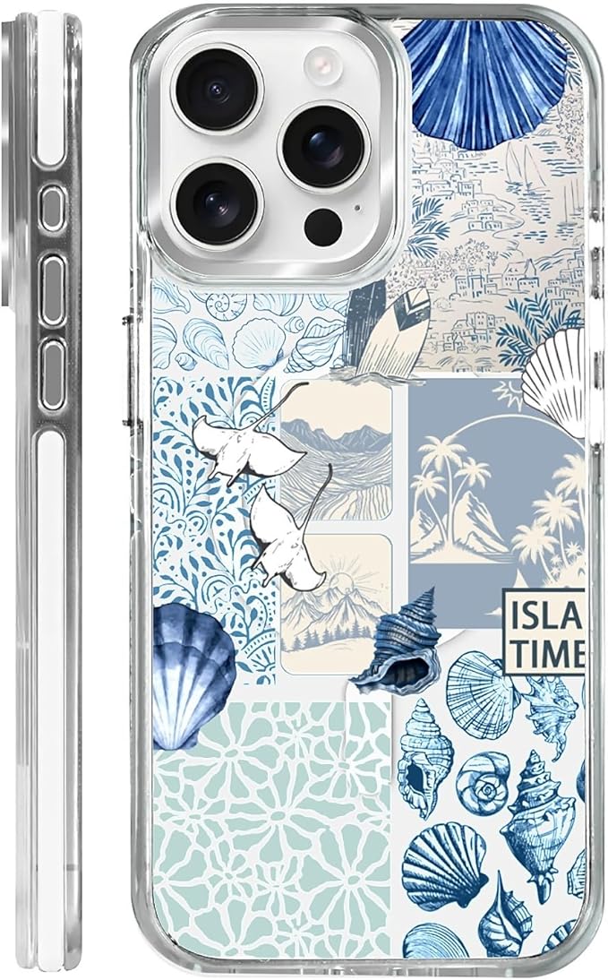 Case for iPhone 13 Pro Max, Sea Life Ocean Waves Seashell Collage Phone Case by Toulas