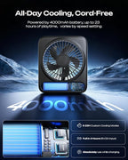 Otlonpe Personal Portable Desk Fan 2 Pack, 4000mAh Small Rechargeable Portable - Image 4