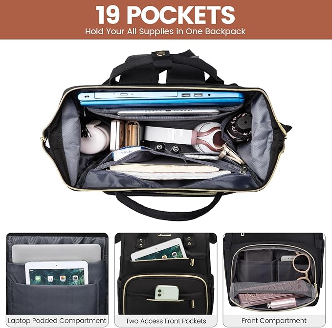 LOVEVOOK Laptop Backpack, 15.6 Inch Professional Womens Purse Computer Bag - Image 2