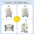 ANNA QUEEN Travel Collage Luggage Cover, World Map & Sticker Style Suitcase - Image 5
