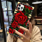 Compatible with iPhone 12 12 Pro Case, Vector Red Rose Green Leaf Luxury Golden - Image 6