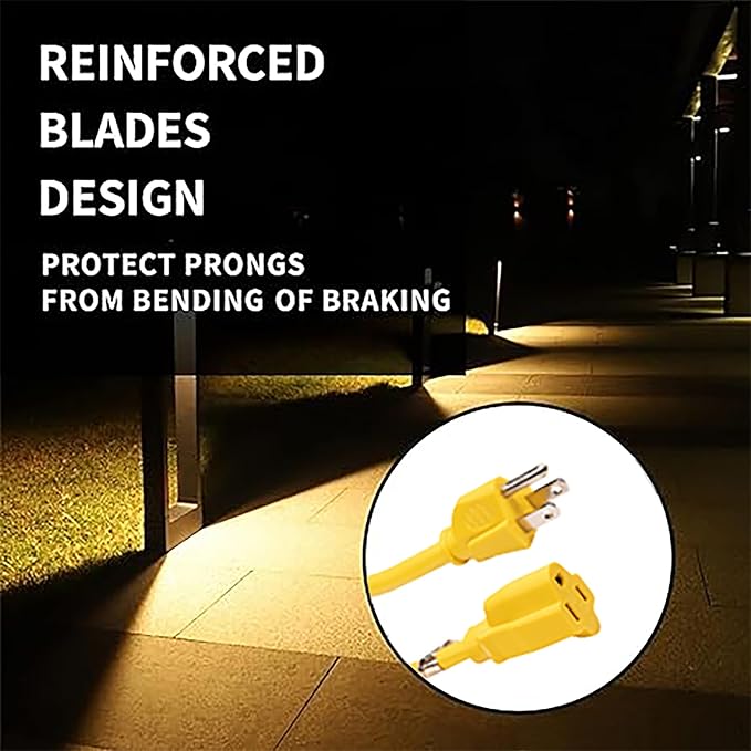 Indoor/Outdoor Extension Cord, 14 Gauge 10FT Yellow 3 Prong Heavy Duty - Image 4