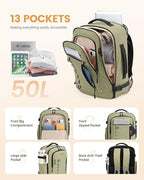 LOVEVOOK 50L Travel Backpack for Men Women, Waterproof Carry On Backpack for - Image 3