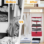 Surblue Hanging Closet Storage Bag Collapsible 3-Shelf Washable Oxford Fabric - Image 9