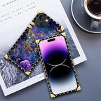 Compatible with iPhone 14 Case, Glistening Golden Butterfly Vibrant Purple Blue - Image 6