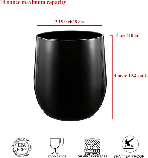 14-ounce Plastic Stemless Wine Glasses, All Purpose Arcylic Glasses - Image 2