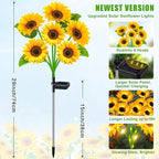 ostritec Sunflower Solar Lights Outdoor Decor, 4 Pack Solar Garden Decor 24 - Image 5
