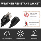 100FT Outdoor Extension Cord-16/3 SJTW Durable Black Extension Cable - Image 7