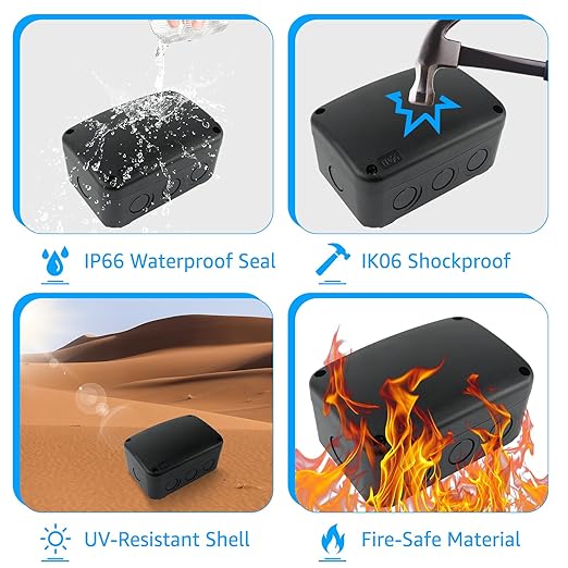 SuperInk Black IP66 Waterproof Junction Box, Outdoor Electrical Enclosure - Image 5