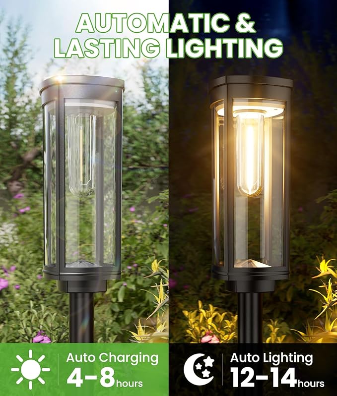 BITPOTT Bright Solar Pathway Lights Outdoor, 8 Pack Solar Powered Garden Lights - Image 4