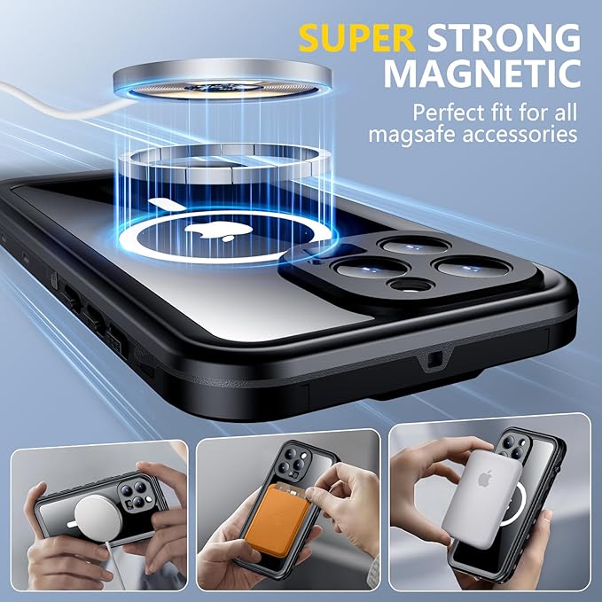 Red2Fire for iPhone 15 Pro Case Waterproof, Phone Case 6.1" Black/Clear - Image 4