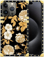 Compatible with iPhone 16 Pro Case, Blooming Rose Golden Flower Luxury Golden by Unknown