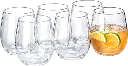18oz Clear Stemless Wines Cups, Shatter-Proof Acrylic Glasses Drinkware by MIYOPESI