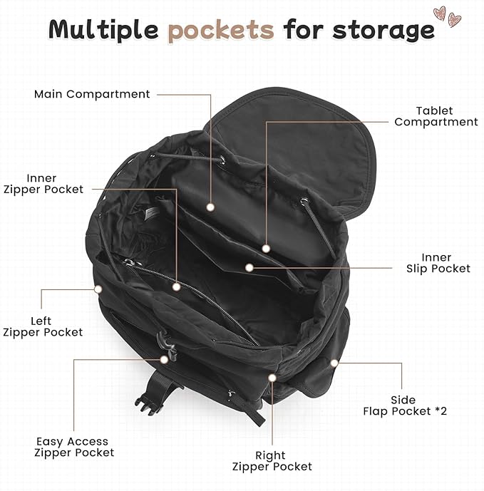 G4Free Small Backpack for Women, Nylon Casual Daypack for Work Travel Campus - Image 7