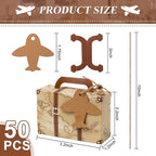 50Pcs Party Favor Candy Box, Vintage Mini Suitcase Favor Box, Kraft Paper - Image 2