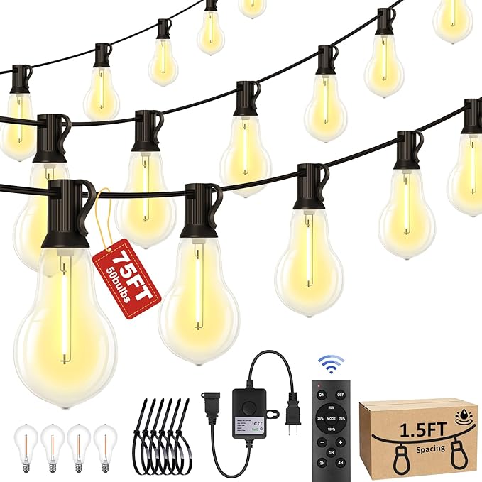 75FT Outdoor String Lights Waterproof by QualityLightBulbLightofInnovation