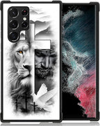 for Samsung Galaxy S23 Ultra Case, Lion Cross Jesus Christ Dove Pattern Graphic by FKBRCL4U