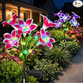 Upgrade Solar Lights Outdoor Garden Decor: 2 Pack Solar Lily Flowers, 10 by BONLION