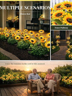 GIGALUMI Solar Garden Lights Artificial Sunflowers, LED Garden Decor Carefree - Image 6