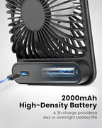 Koonie Battery Operated Desk Fan, Strong Wind, 180° Tilt Folding and 3 Speeds - Image 5