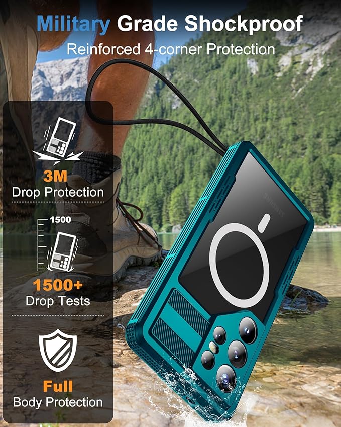 for Samsung Galaxy S25 Ultra Waterproof Case, Magnetic Heavy Duty Military - Image 4