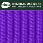 TECEUM Rope – 90 Feet x 1/4 Inch – Purple – Strong All-Purpose Utility Rope – - Image 9