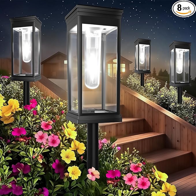 8 Pack Solar Pathway Lights Outdoor, IP65 Waterproof by SolarPathwayLights
