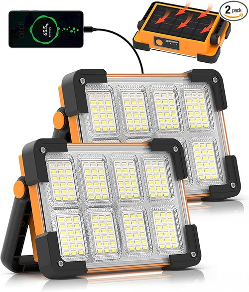 2 Pack 120W Solar Rechargeable Work Light, 144 LED 10000LM Led Work Light by DANCINGBOAR