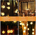 Outdoor Solar String Lights, 46FT 66LED 8Modes Crystal Solar Powered Christmas - Image 4