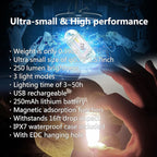 USB Mini LED Lantern, 2 Pack Waterproof EDC Keychain LED Flashlight - Image 2