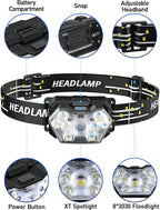 9 LED Headlamp Battery Powered, 1 Pack 2000 Lumens Headlight, 3 AAA Batteries - Image 2