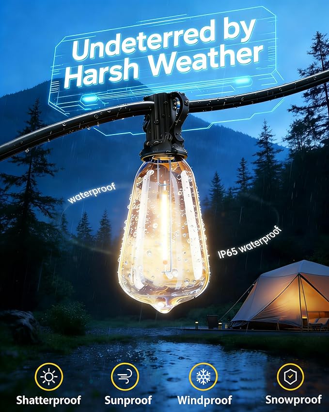 TW SHINE 100 FT Solar String Lights Outdoor, 31+2 LED Waterproof Shatterproof - Image 3