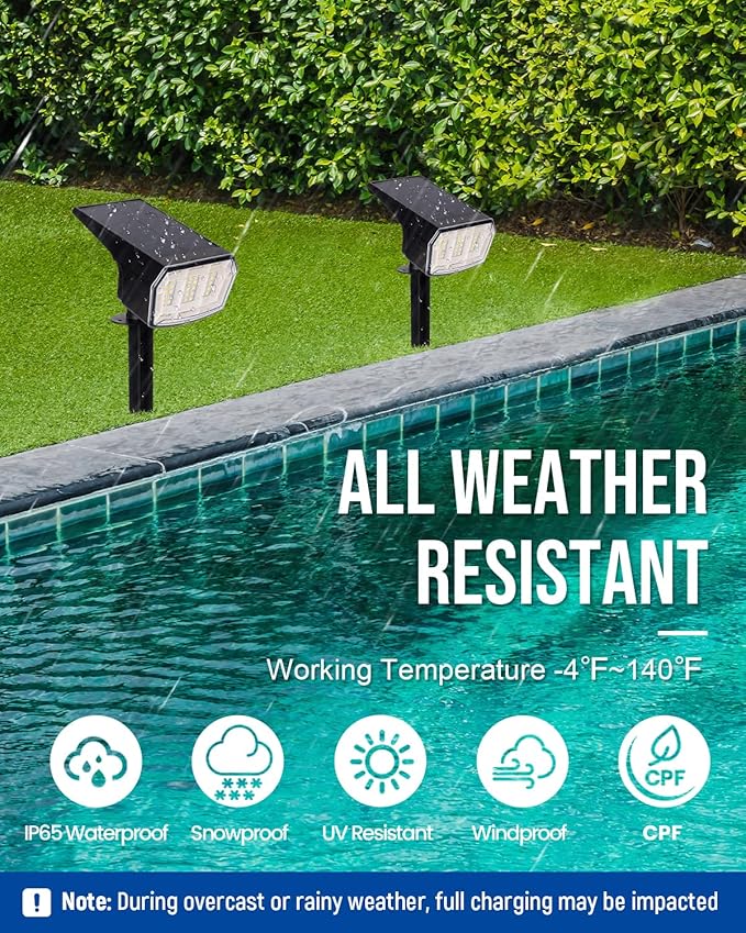AUDERWIN Solar Spot Lights Outdoor 63 LED 3 Lighting, Waterproof IP65 Modes - Image 6
