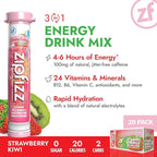 Zipfizz Daily Energy Drink Powder, Strawberry Kiwi, 20 Pack | 3-in-1 Sustained - Image 3