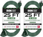 Iron Forge Cable 2 Pack 25ft Green Outdoor Extension Cord by IronForgeCable