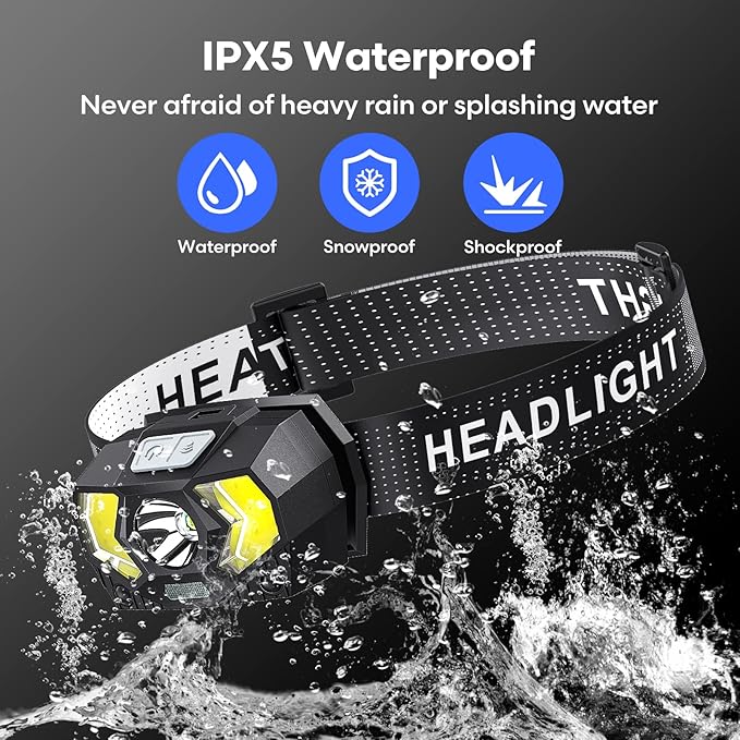 LED Headlamp Battery Powered, Headlight COB 2pcs 1500 Lumens, AAA Batteries - Image 6