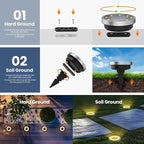 SOLPEX 10 Pack Solar Ground Lights Outdoor Waterproof, Solar Powered Pathway - Image 4