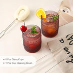 ZMOWIPDL Vintage Glassware Drinking Glasses Set of 6, 12 oz Hobnail Glass Cups - Image 5