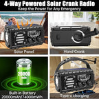 Aivica 20000mah Emergency Radio, SW/NOAA/AM/FM Weather Radio, Solar Powered - Image 4