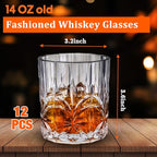 12 Sets Plastic Whiskey Glasses 14 oz Unbreakable Whiskey Drinking Glasses Old - Image 2