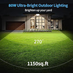 Olafus 80W Flood Lights Dusk to Dawn Outdoor Lighting, IP65 Waterproof LED - Image 4