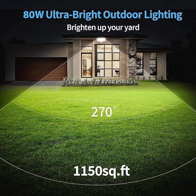 Olafus 80W Flood Lights Dusk to Dawn Outdoor Lighting, IP65 Waterproof LED - Image 4