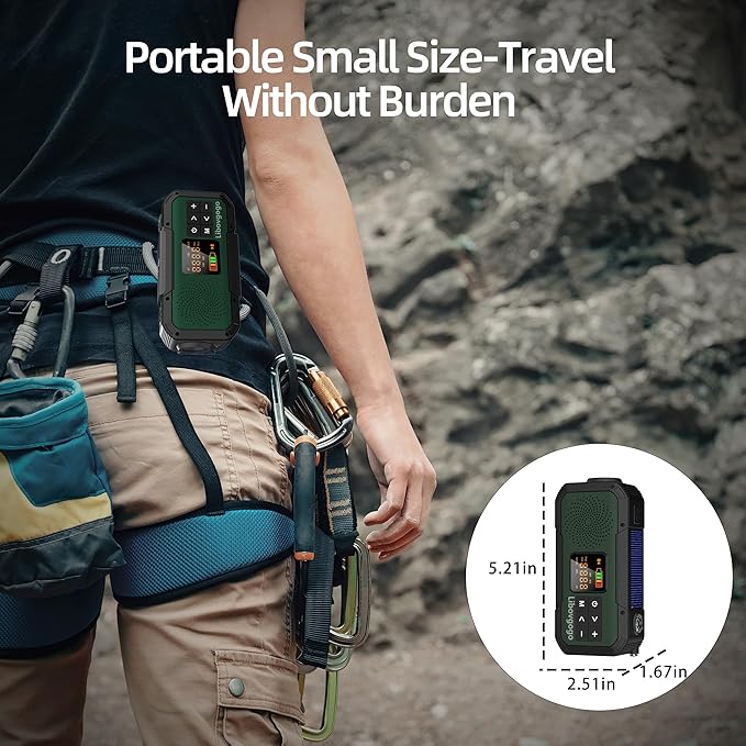 Emergency Radio Waterproof Bluetooth Speaker, Portable Digital AM FM Radio - Image 3