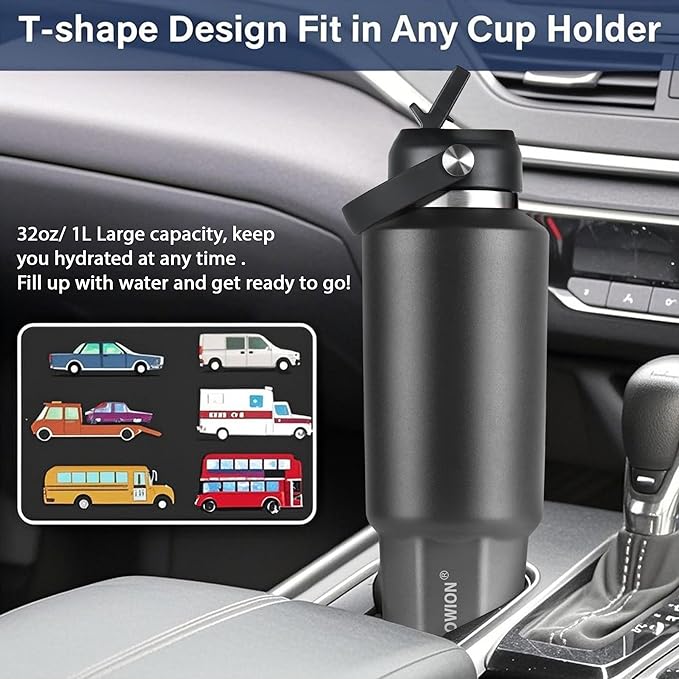 HYDROWION 40 oz Insulated Water Bottle, Car Water Bottle Holder - Image 2