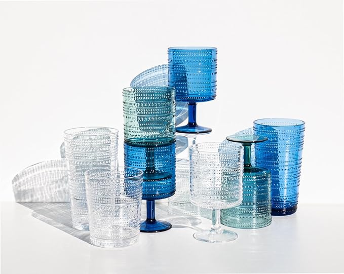 Beaded 16 oz Durable Acrylic Jumbo Drinking Glasses, Shatter-Resistant and - Image 3